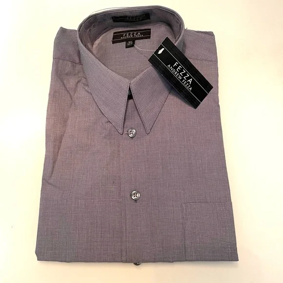 Men’s vintage Andrew Fezza gray long sleeve dress shirt, never worn. - Picture 1 of 3